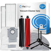 Ersatzteilset für Xiaomi Roborock S8, S8+, S8 Pro Ultra (1 Paar Hauptbürsten, 2x Filter, 2x Seitenbürste – schwarz, 2x Wischtuch, 2x Staubbeutel)