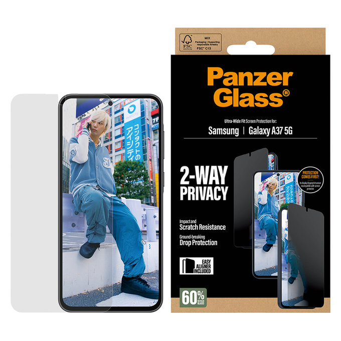 Panzerglas UWF Privacy mit Applikator für Samsung Galaxy A37, Klar, PanzerGlass