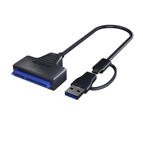 USB 3.0 / USB-C auf SATA Adapter für 2.5" und 3.5" HDD/SSD, mit Netzteil