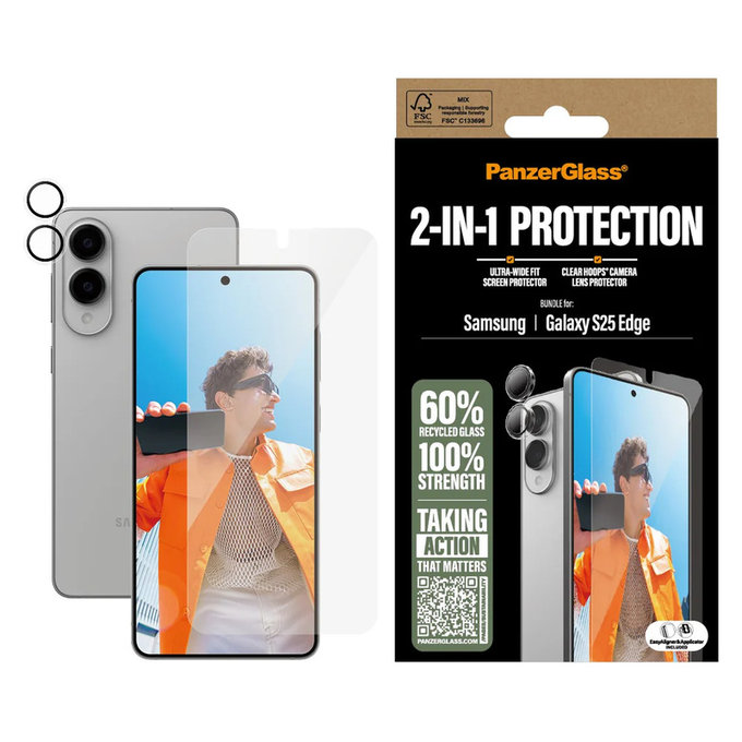 Bundle 2-in-1 für Samsung Galaxy S25 Edge, PanzerGlass