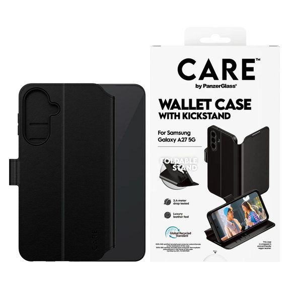 Hülle Wallet Kickstand für Samsung Galaxy A27, Schwarz, PanzerGlass