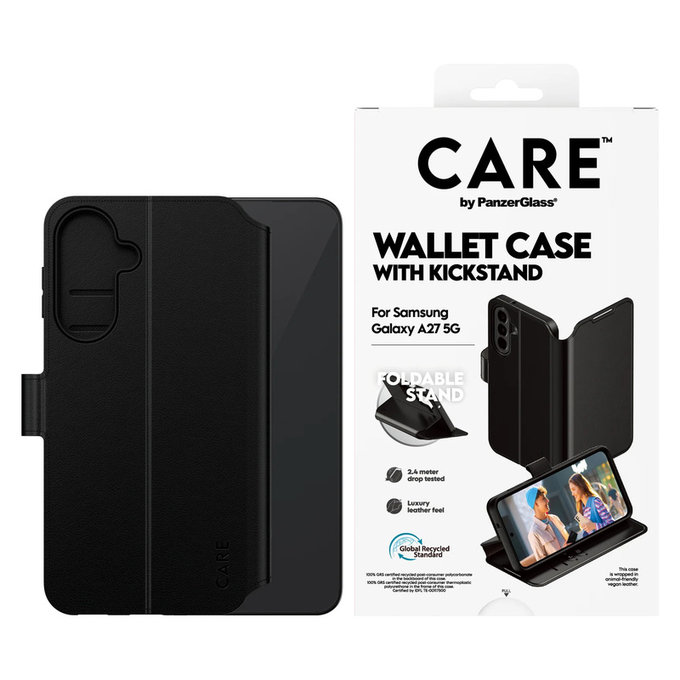 Hülle Wallet Kickstand für Samsung Galaxy A27, Schwarz, PanzerGlass