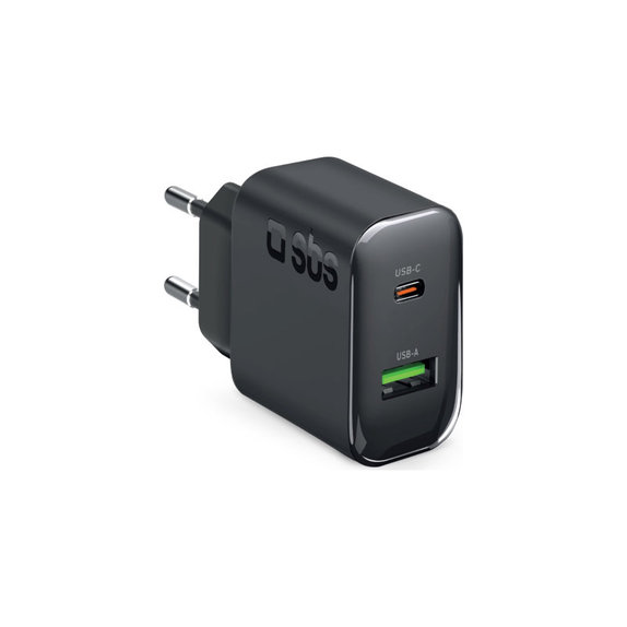 Reiseadapter USB-A/USB-C, GaN, 65 W PD, schwarz, SBS