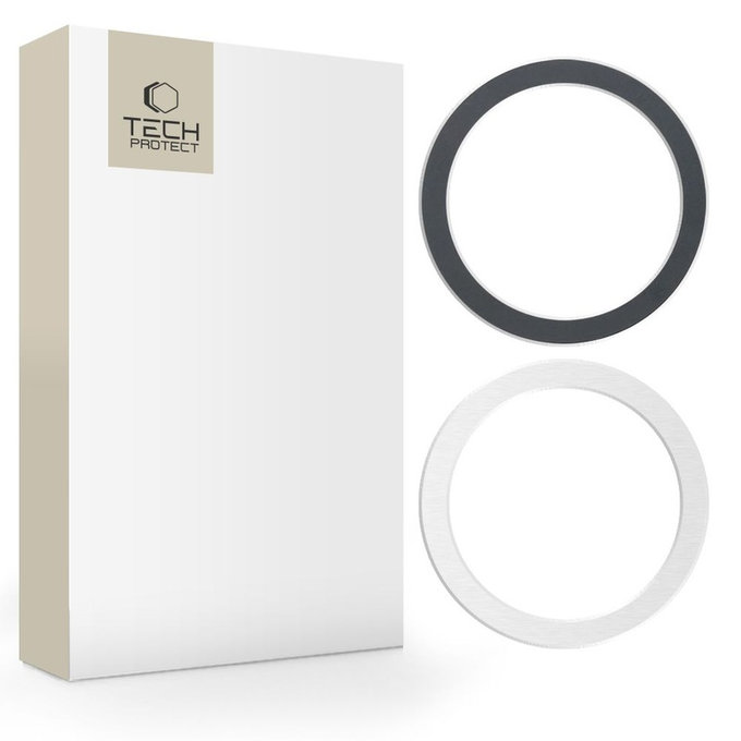 Magnetischer MagSafe-Ring MagMat MagSafe 2-PACK Black &, silber, Tech-Protect