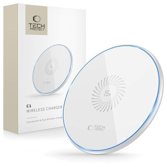 Kabelloses Ladegerät QI15W-C1 15W, weiß, Tech-Protect