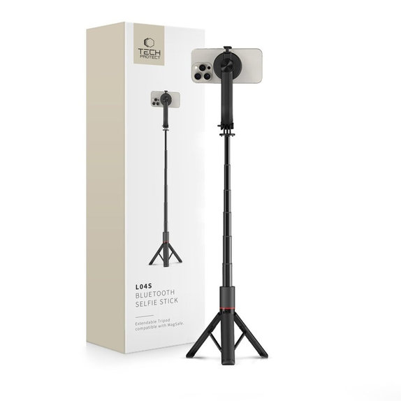 Selfie-Stick mit Stativ L04S MagSafe, schwarz, Tech-Protect