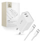 Netzladegerät C35W 2-PORT PD 35W + USB-C Cable, weiß, Tech-Protect