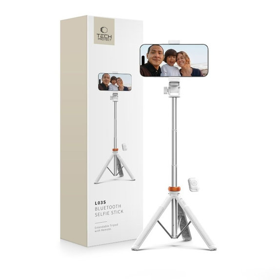 Selfie-Stick mit Stativ L03S, weiß, Tech-Protect