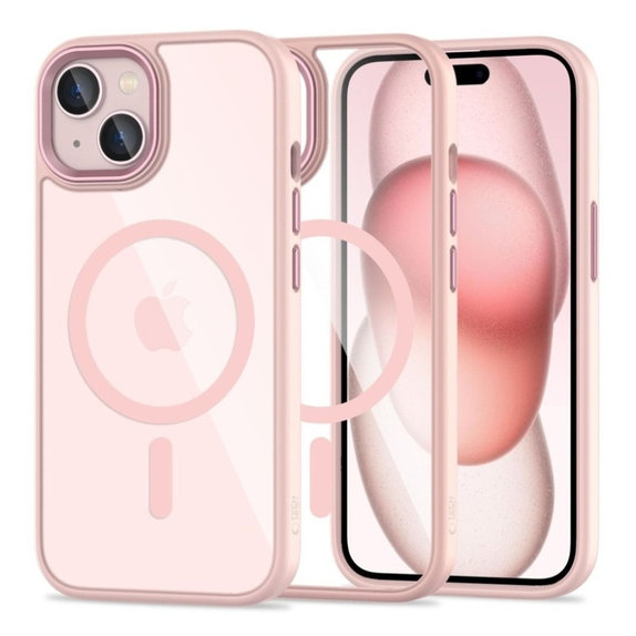 Hülle MagMat MagSafe für iPhone 15, rosa/transparent, Tech-Protect