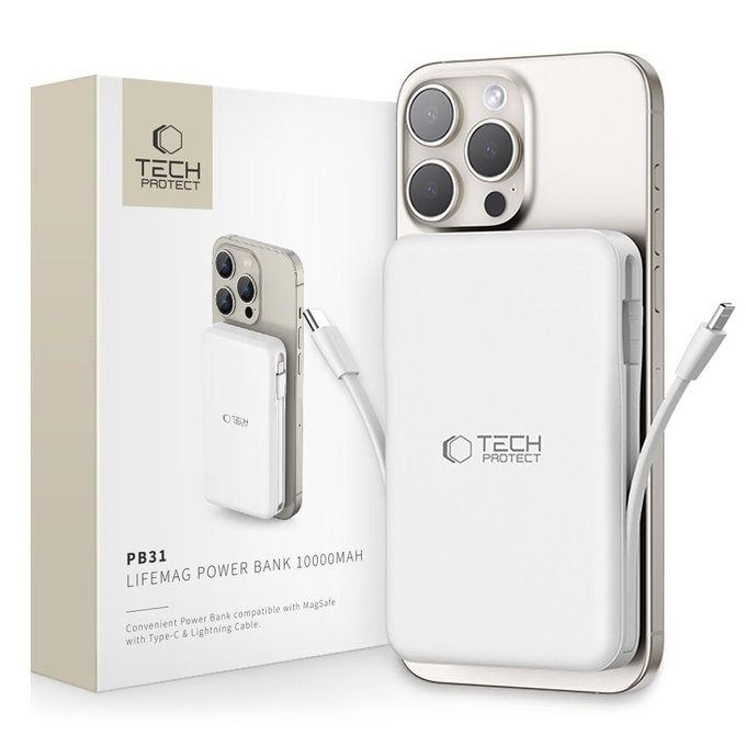 Powerbank PB31 Lifemag MagSafe 10000mAh, weiß, Tech-Protect