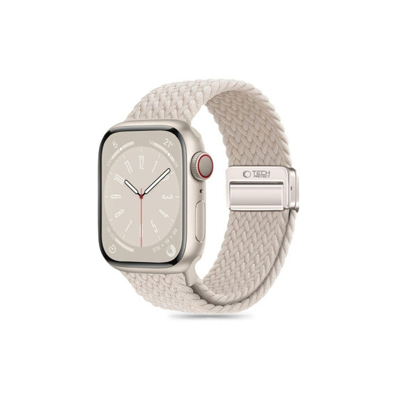 Armband Nylonmag für Apple Watch 8 / 9 / 10 / 11 / SE (40 / 41 / 42 mm), Natural Titanium, Tech-Protect