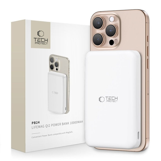 Powerbank PB24 Lifemag Qi2 MagSafe 10000mAh, weiß, Tech-Protect