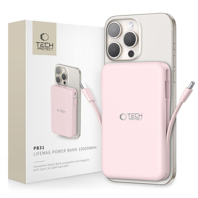 Powerbank PB31 Lifemag MagSafe 10000mAh, rosa, Tech-Protect
