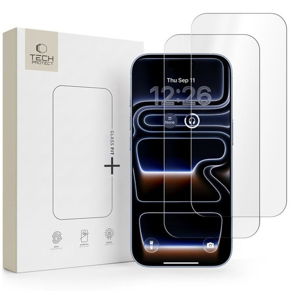 Panzerglas Glass Fit+ 2-PACK für iPhone 16 Pro / 17 / 17 Pro / 18 Pro, transparent, Tech-Protect