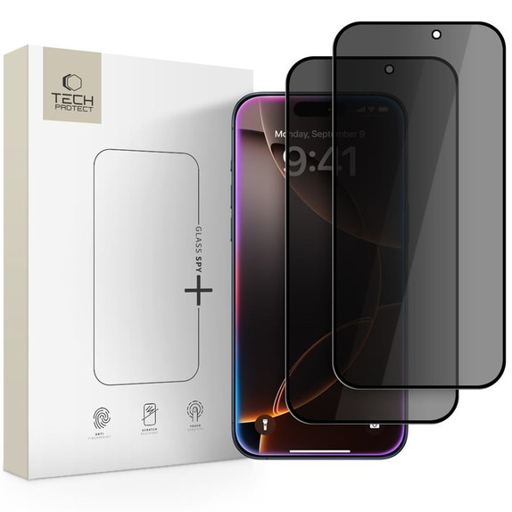 Privacy-Panzerglas Glass Spy+ 2-PACK für iPhone 16 Pro / 17 / 17 Pro, privacy, Tech-Protect