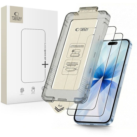 Panzerglas Quick Set+ 2-PACK für iPhone 17, schwarz, Tech-Protect