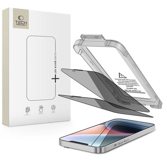 Privacy-Panzerglas Quick Set Spy+ 2-PACK für iPhone 13 / 13 Pro / 14 / 16E / 17E, privacy, Tech-Protect