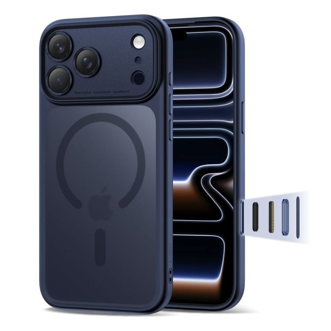 Hülle MagPeak MagSafe CC für iPhone 17 Pro, Matte Deep Blue, Tech-Protect