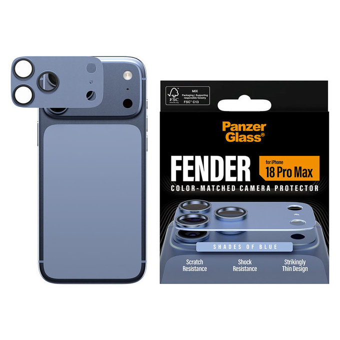 Fender Kameraobjektivschutz für iPhone 18 Pro Max, Italian Blue, PanzerGlass