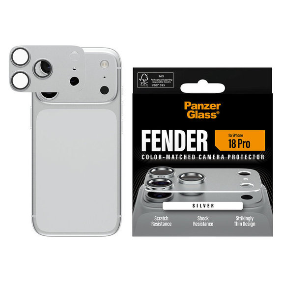 Fender Kameraobjektivschutz für iPhone 18 Pro, Silber, PanzerGlass