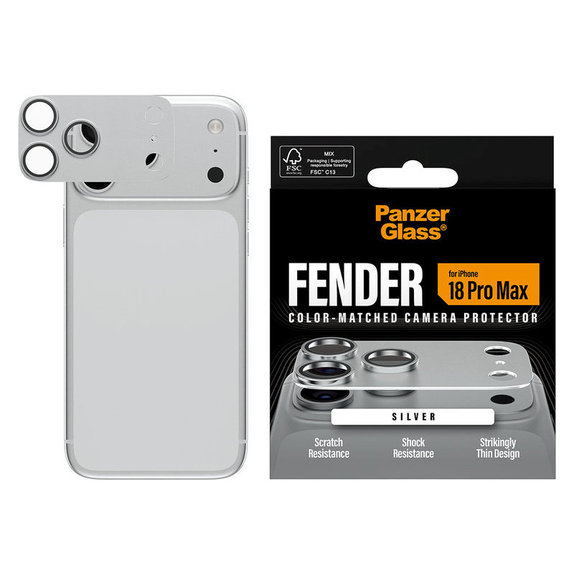 Fender Kameraobjektivschutz für iPhone 18 Pro Max, Silber, PanzerGlass