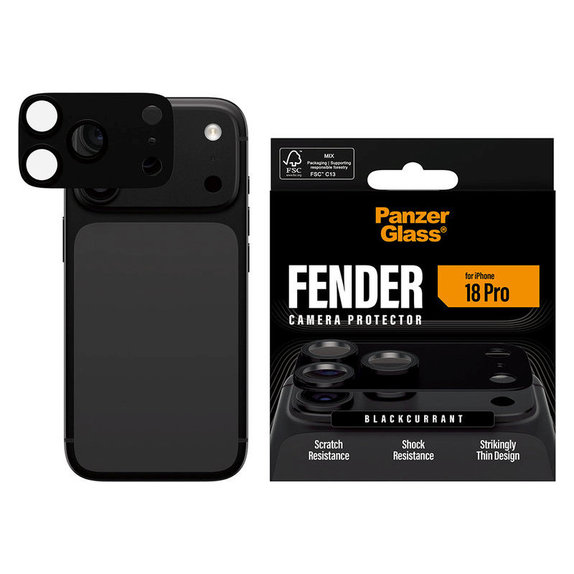 Fender Kameraobjektivschutz für iPhone 18 Pro, Black Currant Currant, PanzerGlass