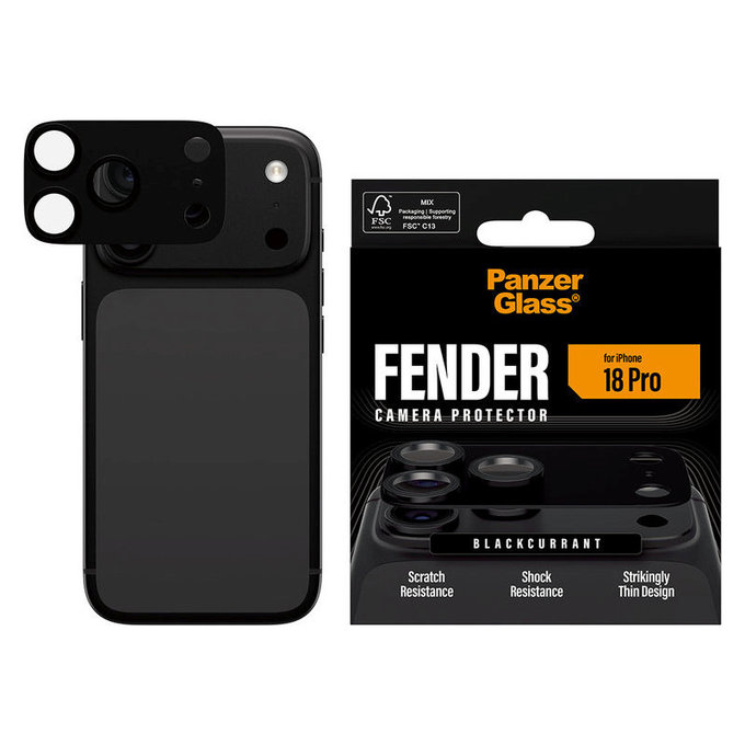 Fender Kameraobjektivschutz für iPhone 18 Pro, Black Currant Currant, PanzerGlass