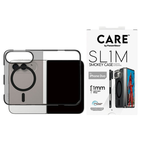 SL1M Smokey Hülle mit schwarzem MagSafe für iPhone Duo, PanzerGlass