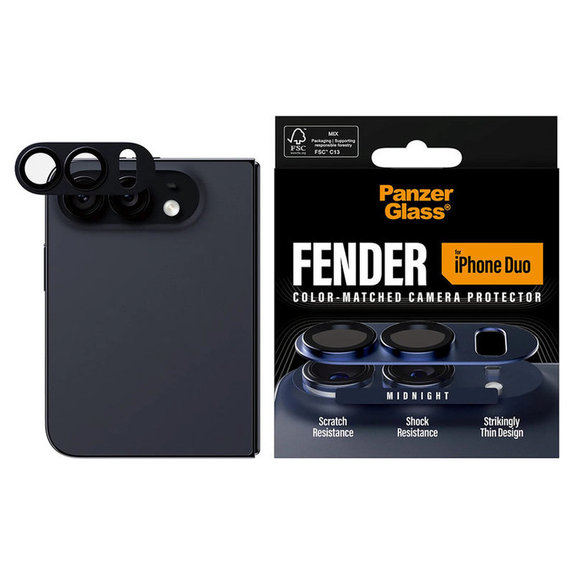 Fender Kameraobjektivschutz für iPhone Duo, Dark Blue, PanzerGlass