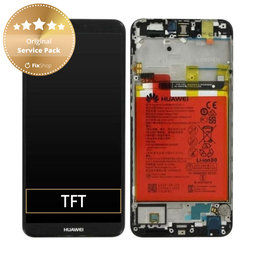 Huawei P smart FIG-L31 - LCD Display + Touchscreen Front Glas + Rahmen + Akku Batterie (Black) - 02351SVJ, 02351SVD, 02351SVK Genuine Service Pack