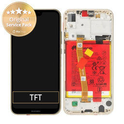 Huawei P20 Lite - LCD Display + Touchscreen Front Glas + Rahmen + Akku Batterie (Gold) - 02351WRN Genuine Service Pack