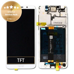 Huawei Honor 7S - LCD Display + Touchscreen Front Glas + Rahmen + Akku Batterie (White) - 02351XHT Genuine Service Pack