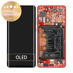 Huawei P30 Pro - LCD-Display + Touchglas + Rahmen + Akku Batterie (Amber Sunrise) - 02352PGK Genuine Service Pack