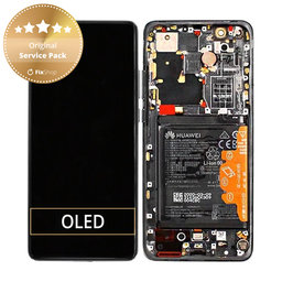 Huawei P40 Pro Plus - LCD-Display + Touchglas + Rahmen + Akku Batterie + Fingerabdruck-Sensor Fingerabdruck (Ceramic Black) - 02353RVJ Genuine Service Pack