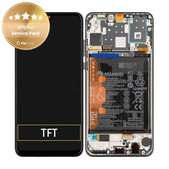 Huawei P30 Lite (2020) - LCD Display + Touchscreen Front Glas + Rahmen + Akku Batterie (Midnight Black) - 02353FPX, 02353DQU Genuine Service Pack