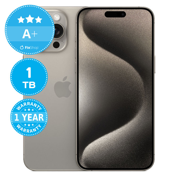 Apple iPhone 15 Pro Max Natural Titanium 1TB A+ Refurbished