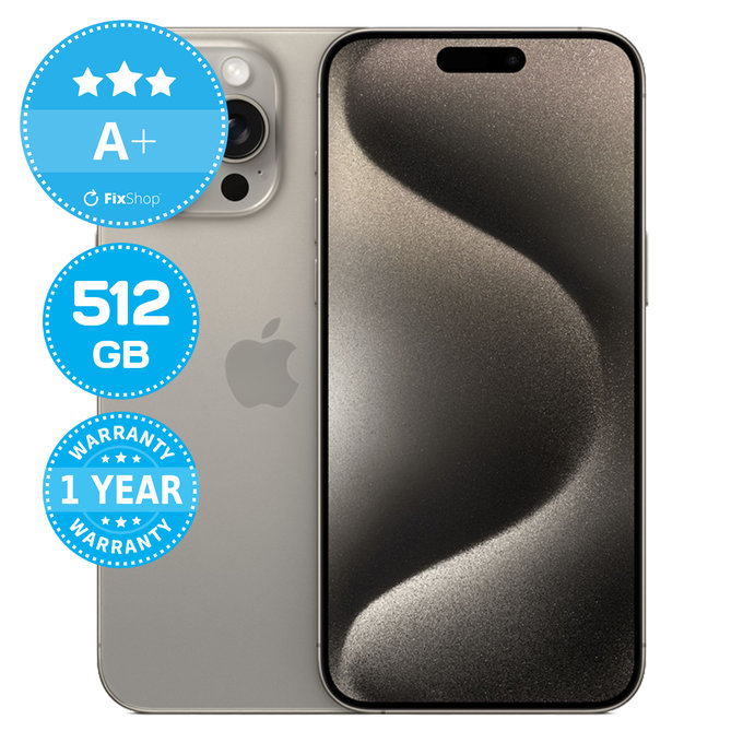 Apple iPhone 15 Pro Max Natural Titanium 512GB A+ Refurbished