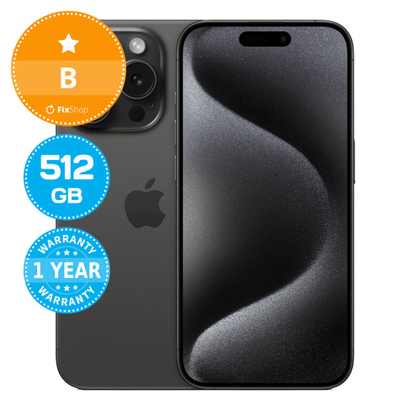 Apple iPhone 15 Pro Black Titanium 512GB B Refurbished