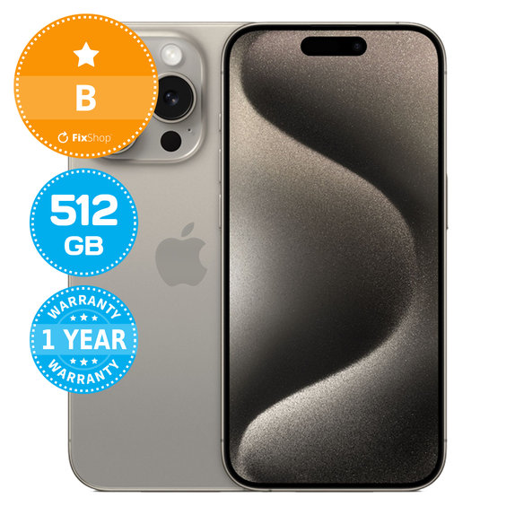 Apple iPhone 15 Pro Natural Titanium 512GB B Refurbished