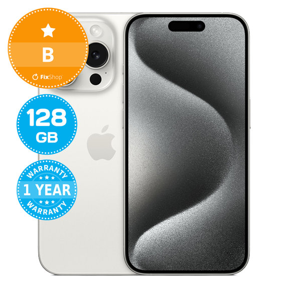 Apple iPhone 15 Pro White Titanium 128GB B Refurbished