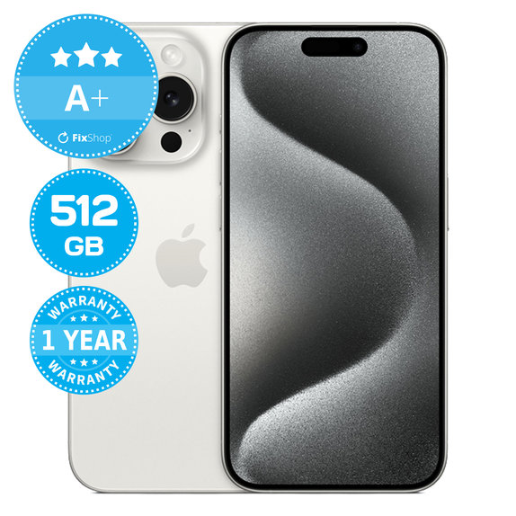 Apple iPhone 15 Pro White Titanium 512GB A+ Refurbished