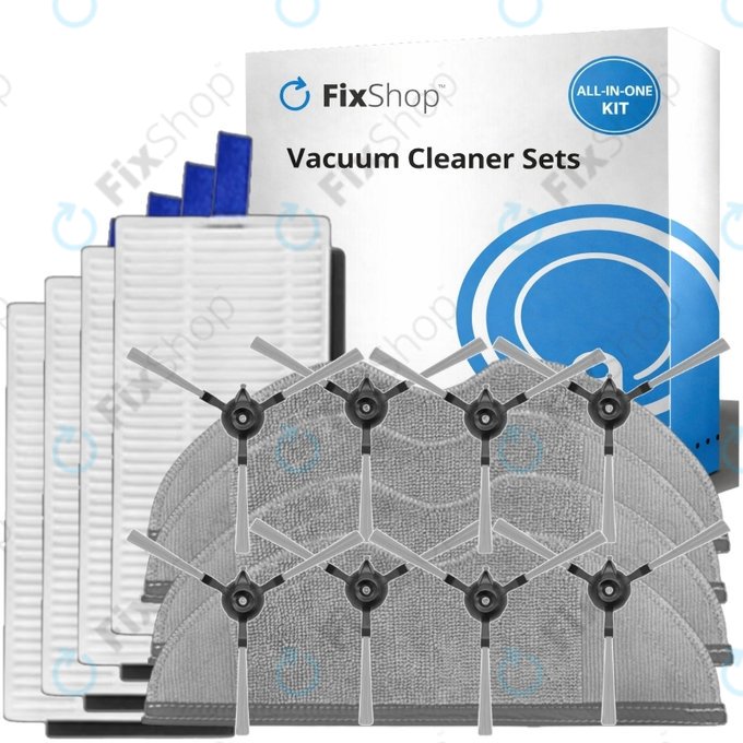 Ersatzteilset für Xiaomi Robot Vacuum E5 (4x Filter, 8x Seitenbürste, 4x Wischtuch)