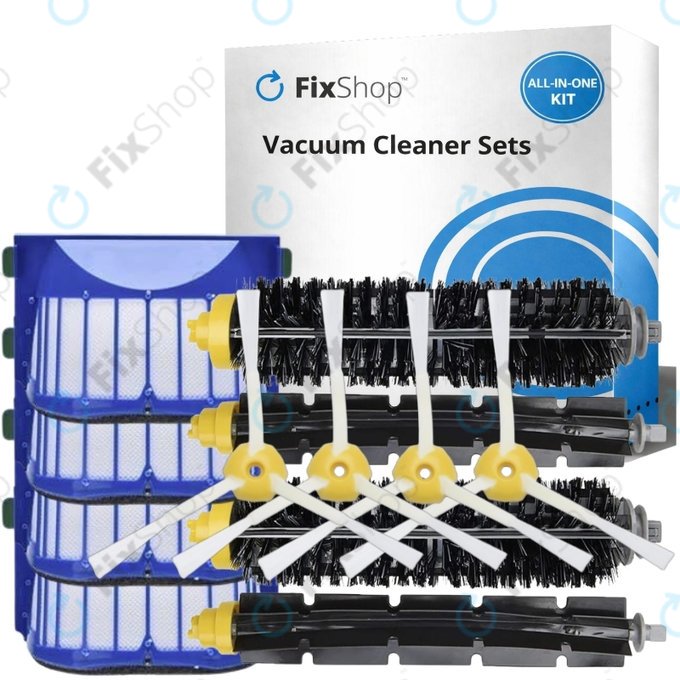 Ersatzteilset für iRobot Roomba 500, 600-series (2 Paare Hauptbürsten, 4x Filter, 4x Seitenbürste)