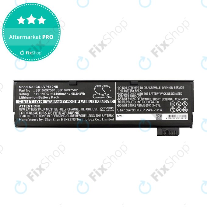 Batterie für Lenovo ThinkPad P51, T470, T570, 4400mAh, Li-Ion, 11.1V, SB10K97581, HQ