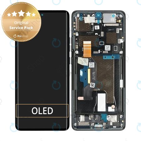 Motorola Edge 50 Ultra - LCD Display + Touchscreen Front Glas + Rahmen (Forest Grey) - 5D68C24483 Genuine Service Pack