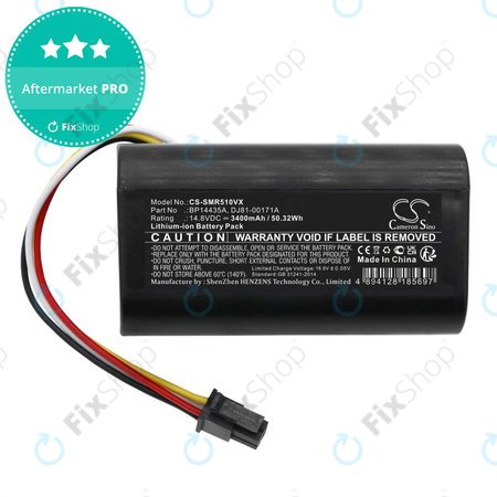 Akku batterie für Samsung PowerBot-E, Eureka i5, Midea i5, i9, 3400mAh, Li-Ion, 14.8V, BP14435A, HQ