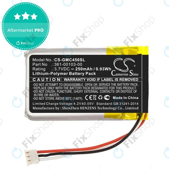 Akku batterie für Garmin DashCam 45, DashCam 46, DashCam 55, DashCam 56, DashCam 66, 250mAh, Li-Pol, 3.7V, 361-00103-00, HQ