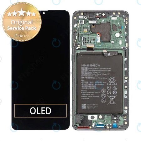 Huawei Mate 30 - LCD Display + Touchscreen Front Glas + Rahmen + Akku Batterie (Emerald Green) - 02353EEJ Genuine Service Pack