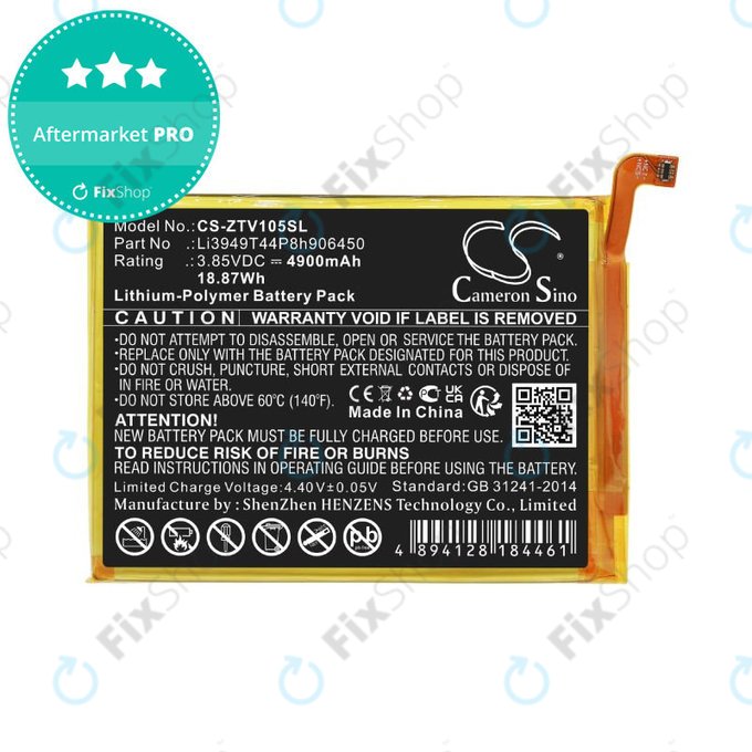 Akku batterie für ZTE Blade V Smart, V30 Vita, 4900mAh, Li-Pol, 3.85V, Li3949T44P8h906450, HQ