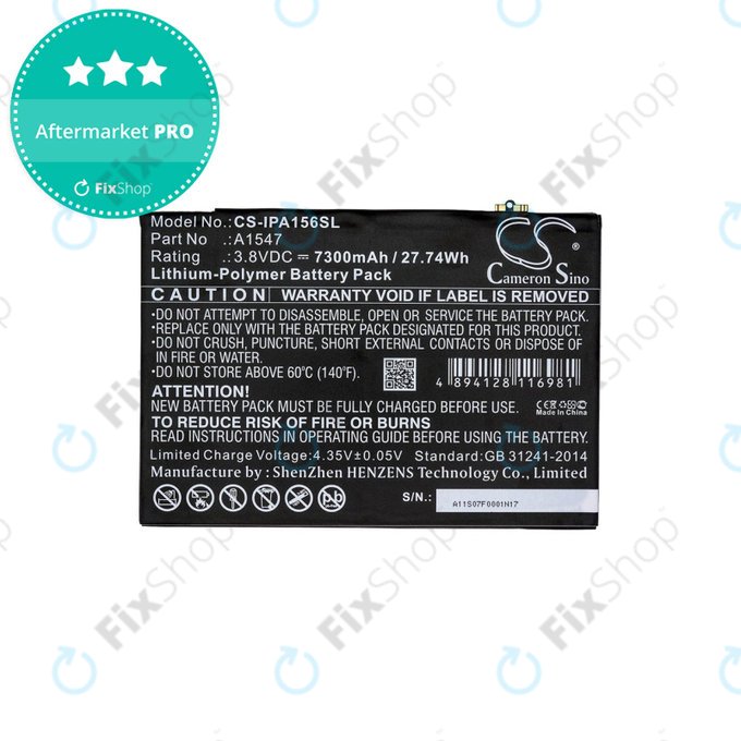 Apple iPad Air 2, iPad (6th Gen 2018) - Akku Batterie A1547 7300mAh HQ